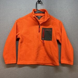Eddie Bauer Fleece Jacket Kids XS Orange 1/4 Zip Chest Pocket Pullover Warm